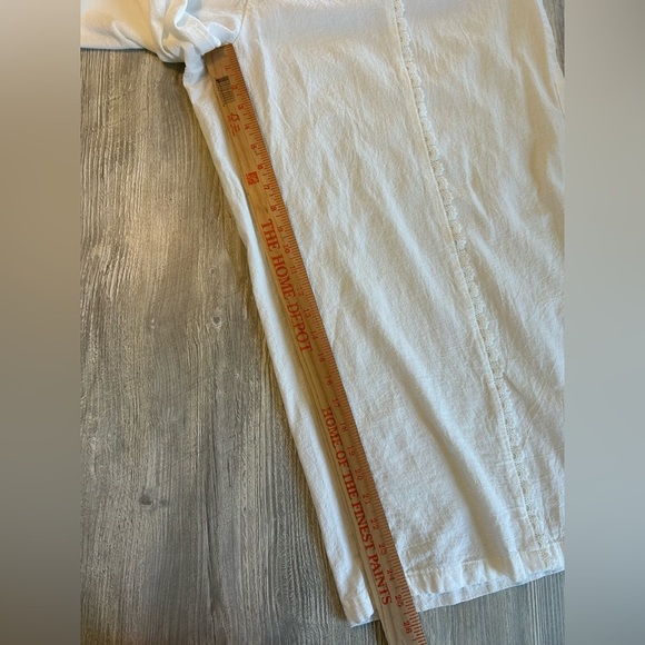 SHEIN Curve Plus Size White Wide Leg Pants Lace Trim Down Legs Drawstring 5X 22W - Picture 12 of 13